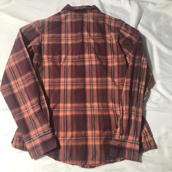 Cruel Girl Plaid Long Sleeve Button Down Shirt - Purple and  Peach Size Large - Picture 2 of 10